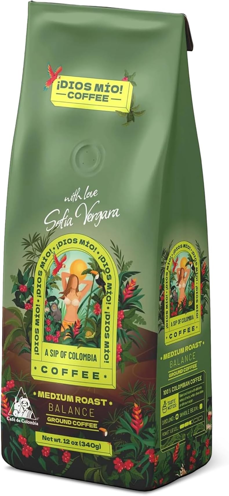 Coffee by Sofia Vergara, Medium Roast, Ground Premium Colombian Coffee, 12 Ounce Bag