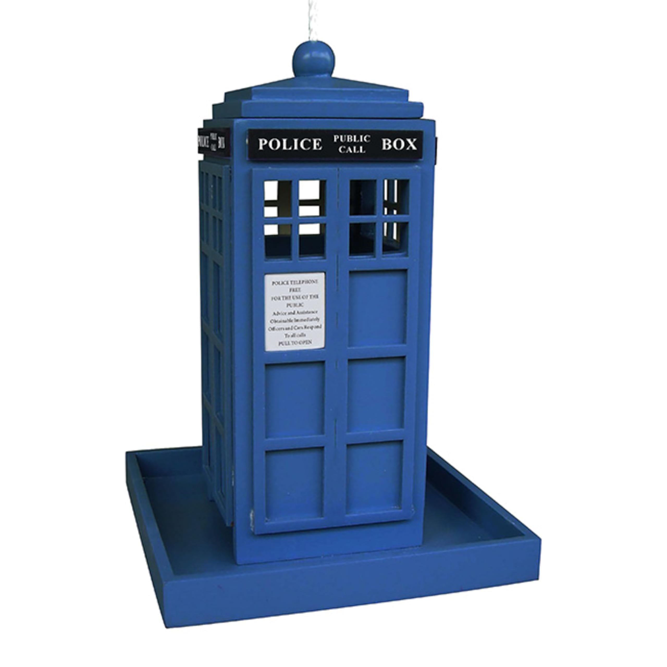 Blue Police Box Bird Seed Feeder Station