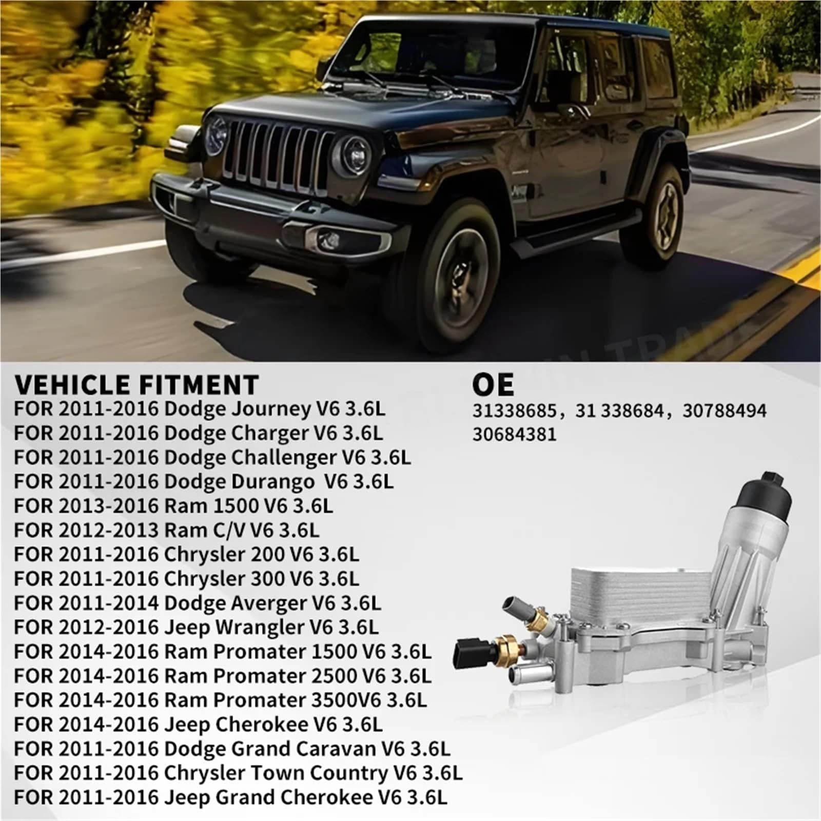 68105583AF Alloggiamento del filtro dell'olio motore in alluminio, adatto per Jeep, adatto per Grand, adatto per Cherokee, adatto per Dodge(Style 1)