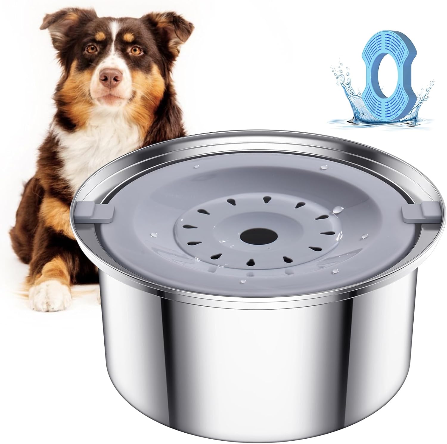 Smartoo Dog Water Bowl No Spill 4L 138oz Stainless Steel