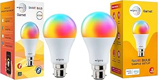 wipro Garnet Simple Setup 9W Led Smart Bulb | Simple Setup With Amazon Alexa | Dynamic Colours, Whit Price In India