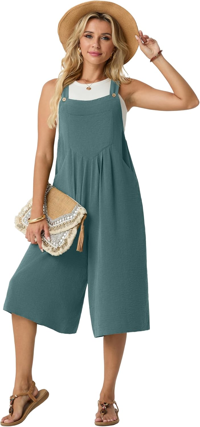 Lepunuo Rompers for Women Summer Casual Jumpers Boho Short Bib Jumpsuits Overalls with Pockets Beach Vacation - Image 4