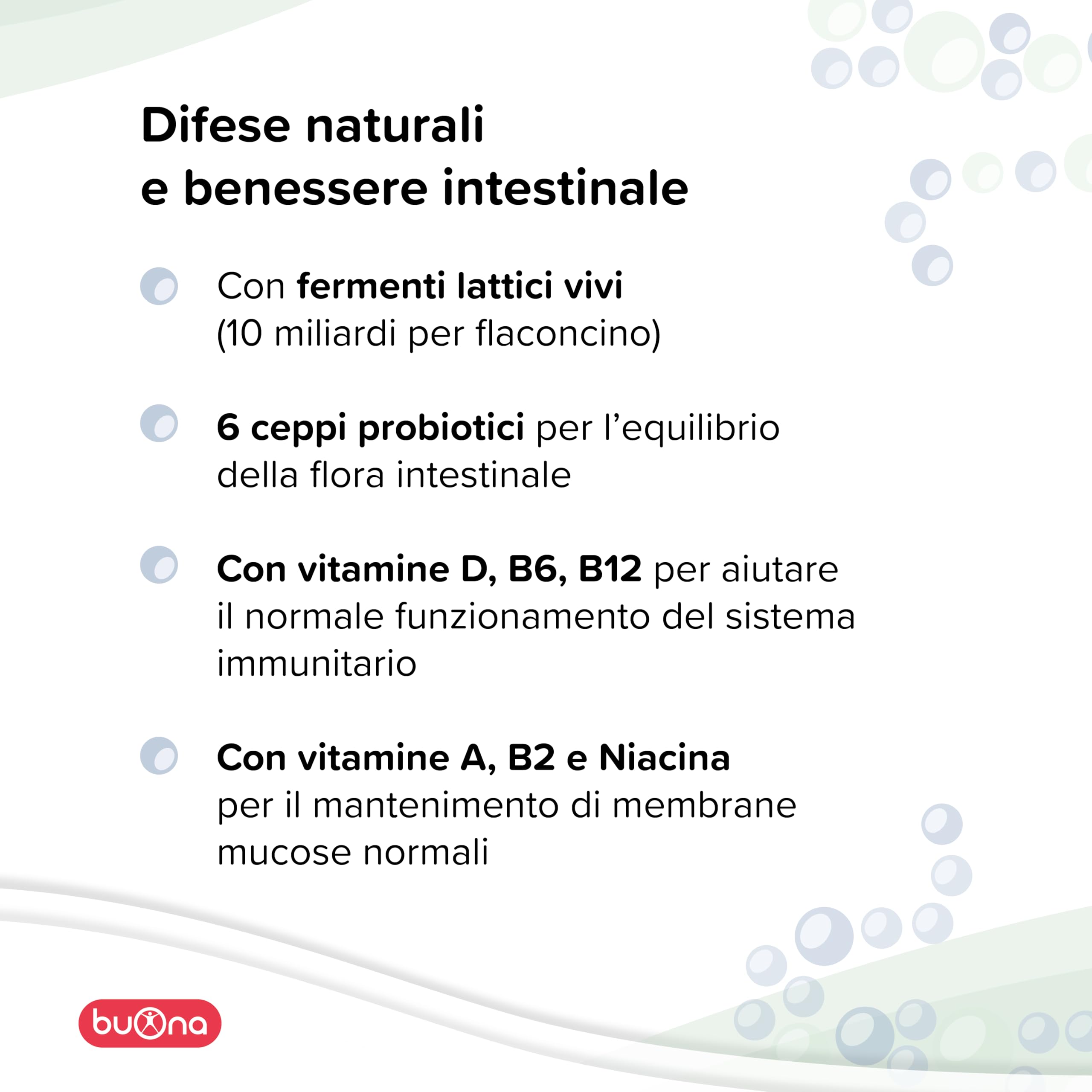 Buona Lactobif Junior 10x10ml, Fermenti Lattici Probiotici Bambini con LGG®, Equilibrio Flora Intestinale, Integratore Fermenti Lattici Bambini e Probiotici per Intestino, Senza Glutine e Lattosio