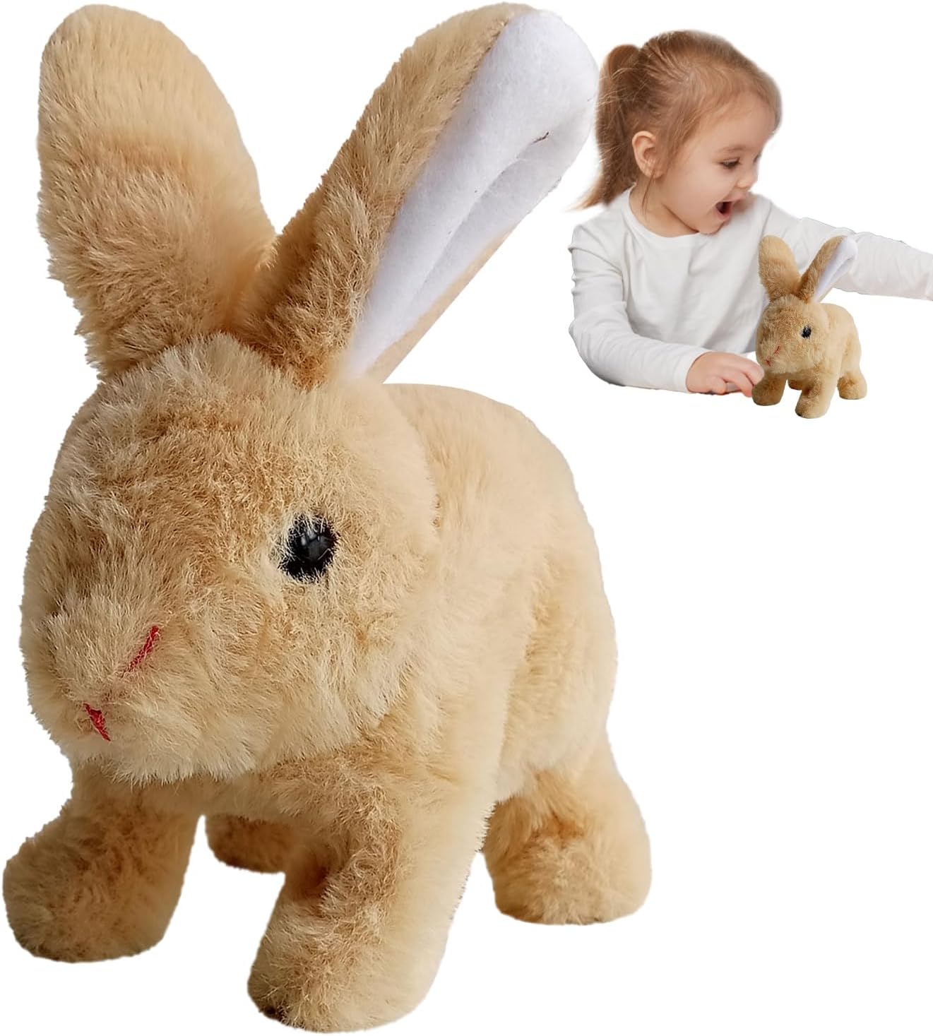 Interactive Bunny Toys for Kids,Stuffed Bunny Plush Interactive Toy Figures - Electronic Pet Stuffed Animal Realistic Rabbit Hopping Twitching Wiggling Ears
