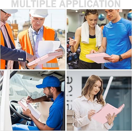 Miniatura 7 de Rimilak Portapapeles de plástico con almacenamiento, tableros de clip de apertura lateral con 2 fundas de almacenamiento, portapapeles de enfermería