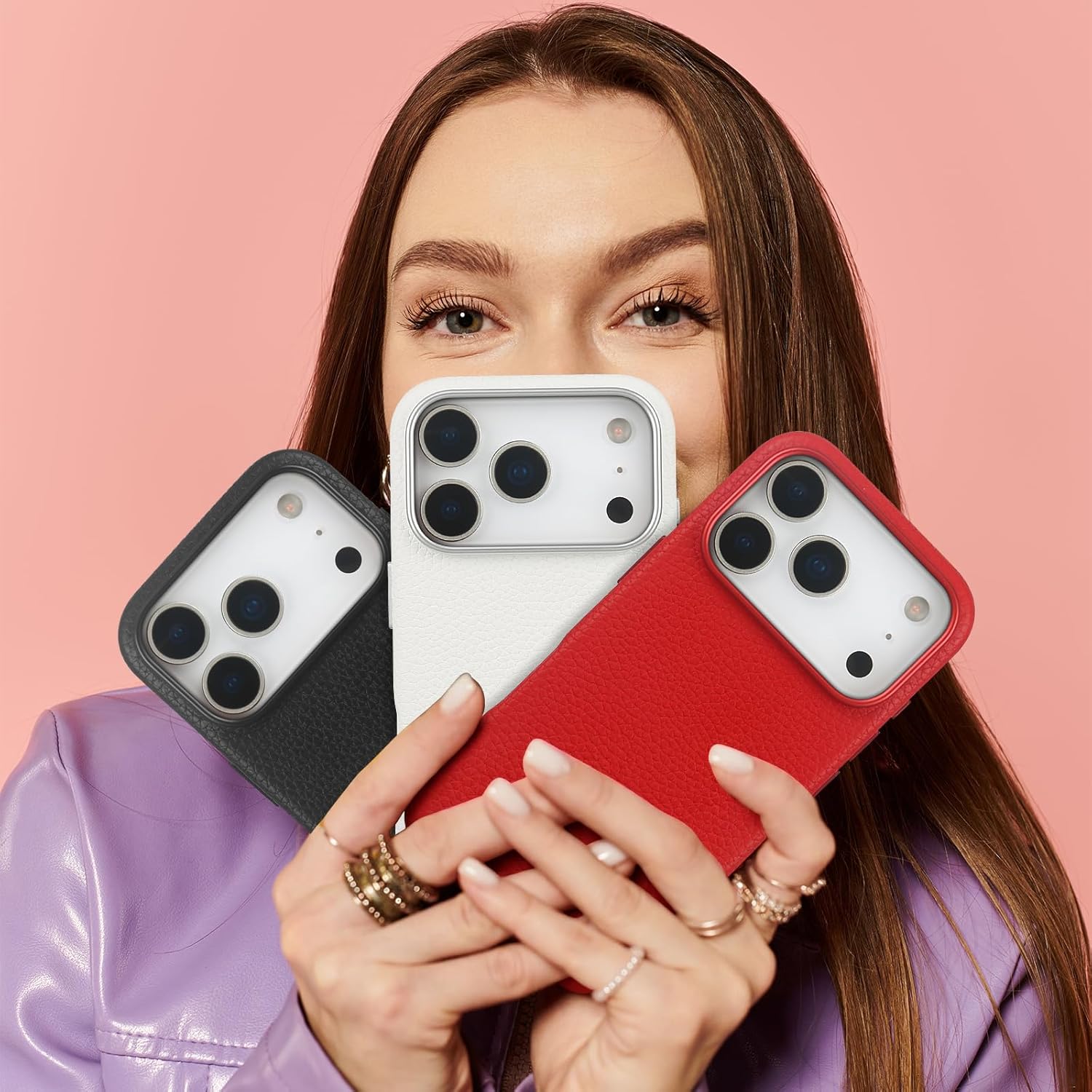 mobee Genuine Leather Case for iPhone 17 Pro (6.3 inch), Pebbled Leather case with Soft Fiber Lining, Lip Screen Protection, Compatible with MagSafe - Image 7