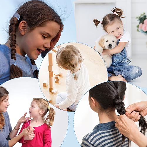Vista 10 de Juego de 200 ligas para el cabello multicolor sin costuras para niñas, pulseras de telar para niños pequeños, kit de bricolaje