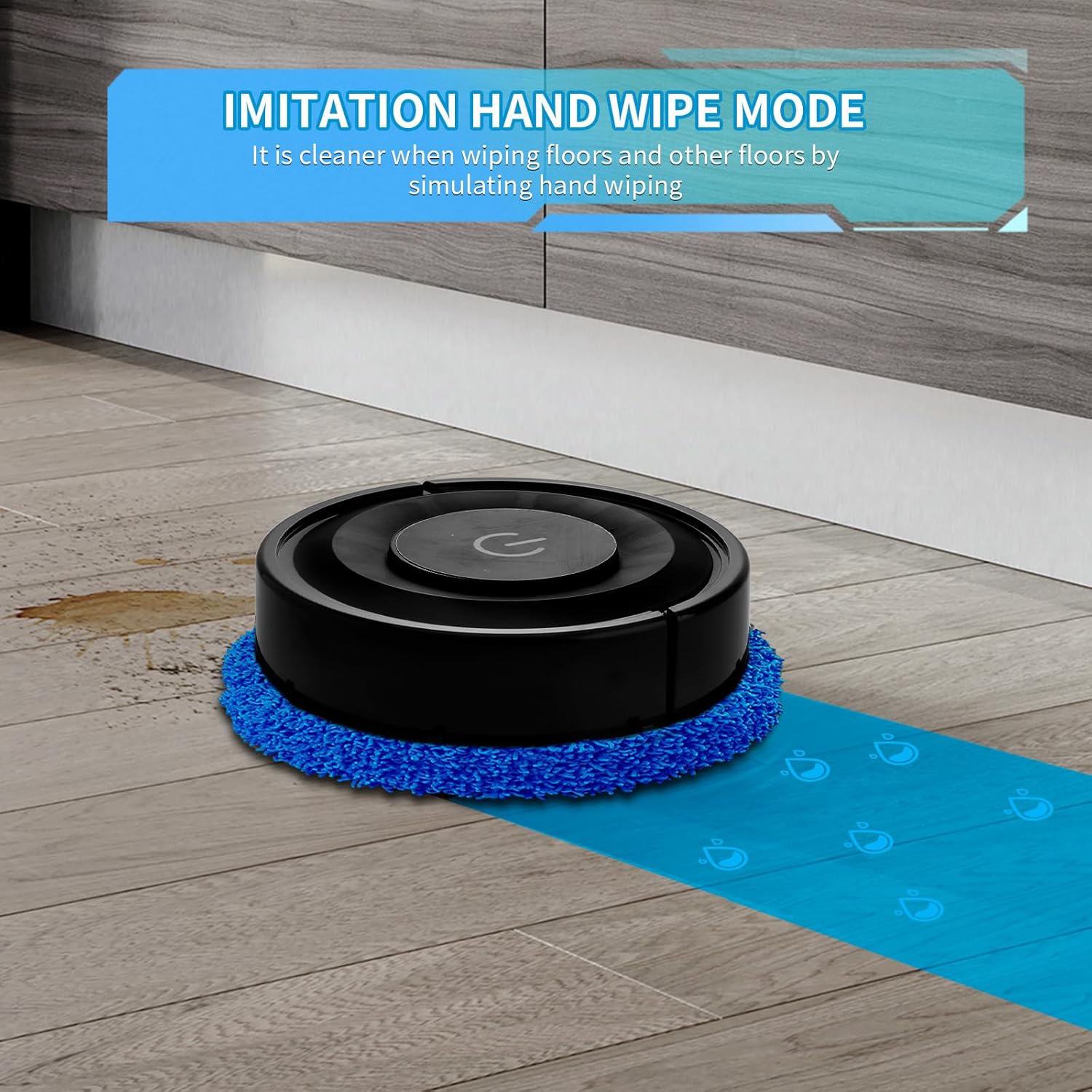 Robot Mop, Robot Mopping,Long Run Time,Slim&Quiet Smart Robot Cleaner,Wireless Auto Sweeping & Mopping,Suitable for Cleaning Hard Floor,Pet Hair and Tiles -Black