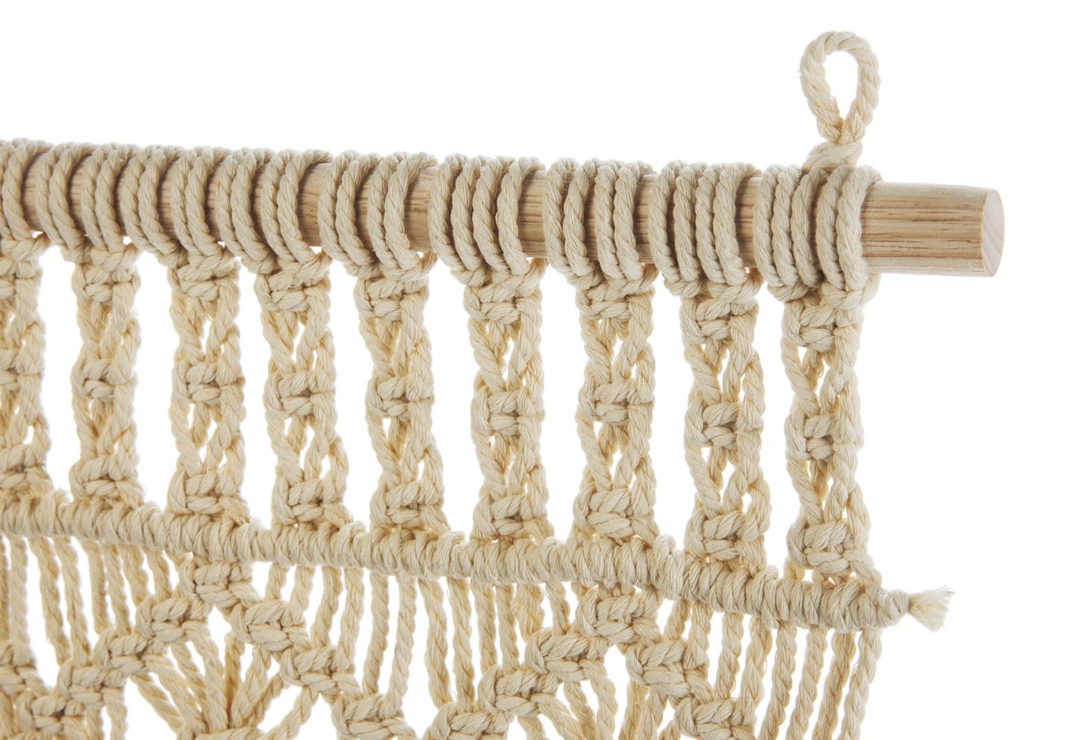 Kobolo Türvorhang LACE 95x200/220 cm, handgewebter Makramee-Vorhang, Baumwolle, Beige, Boho-Dekoration für Türen & Fenster, Hochzeitsdeko, Raumteiler & Wandbehang, Gewebte Tapisserie, Fadenvorhang
