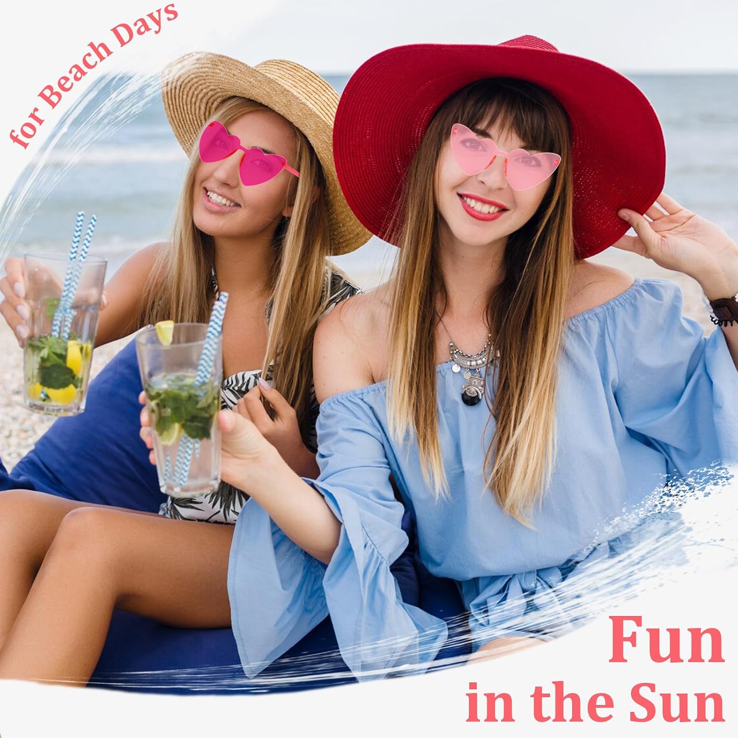 24 Pcs Pink Orange Heart Shaped Sunglasses Bulk Bachelorette Party Sunglasses Rimless Cat Eye Party Glasses Plastic Orange Pink Decorations For Women Bridesmaid Cocktail Party Birthday Tequila Sunrise
