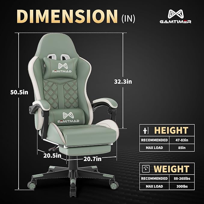 Silla Gamer Ergonómica con Reposapiés y Respaldo Reclinable miniatura 3