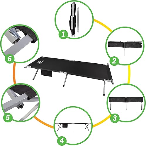 Miniatura 4 de Wakeman Outdoors - Cuna de campamento plegable portátil - Cuna de dormir 600D para adultos con marco de acero (negro)