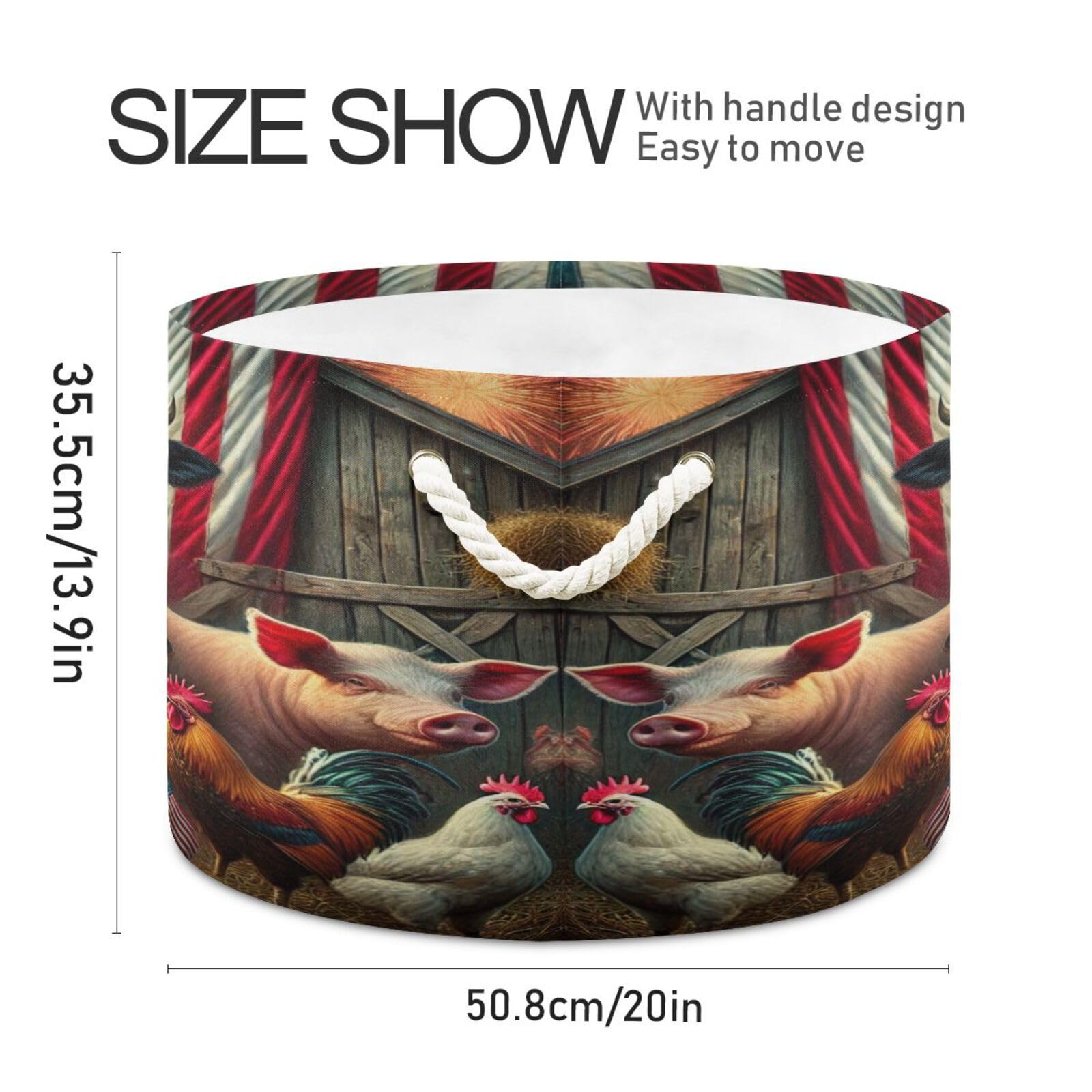 Farm Cows Brown Storage Basket Large Foldable Toy Blanket Basket Storage Organizer Bin Baby Laundry Basket Hamper with Handle for Kids Living Room Bedroom Home Decor