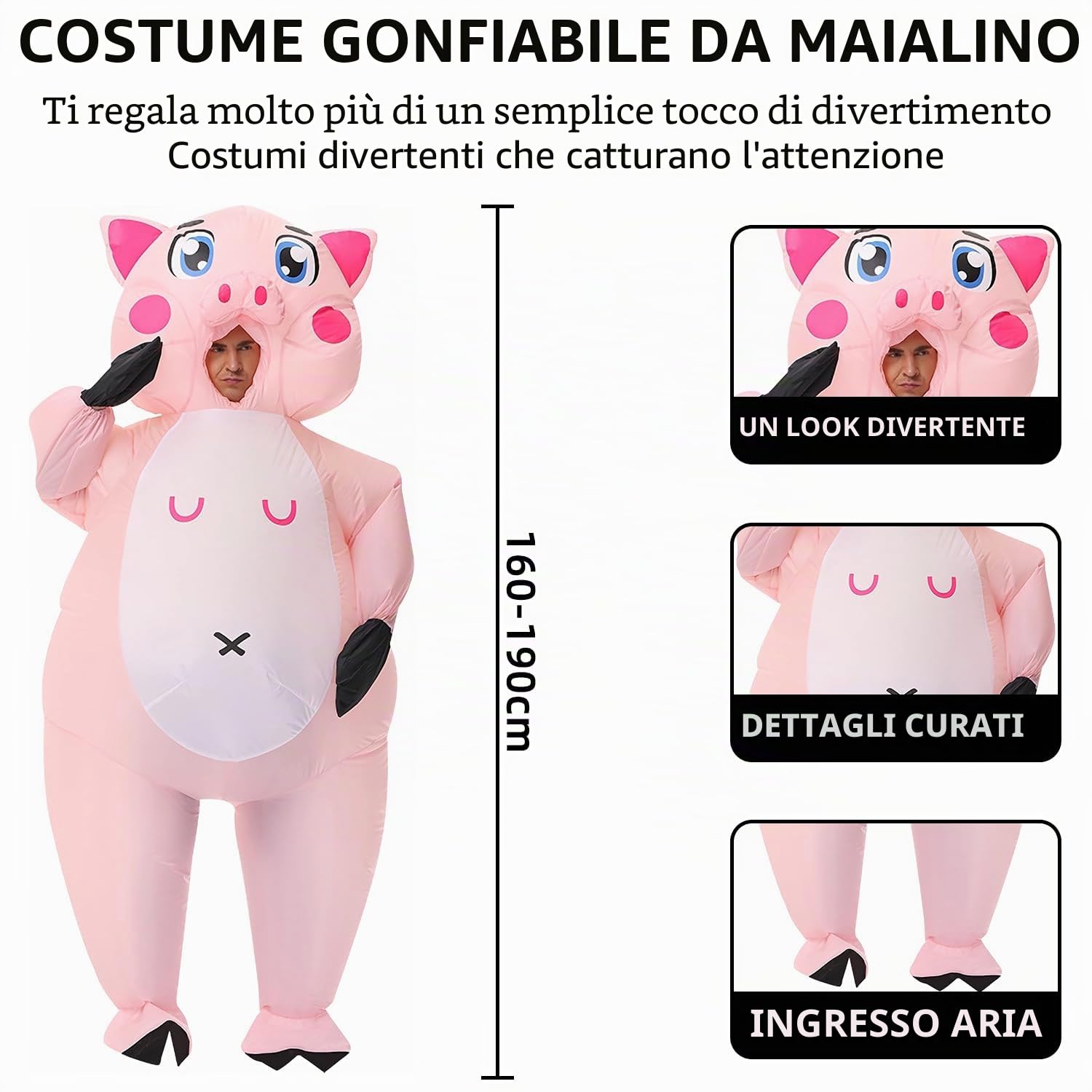 Costume gonfiabile Maiale Costume da maiale gonfiabile per adulti, costume gonfiabile per adulti, costume di Natale, Halloween, cosplay, costume gonfiabile, unisex, 150-190 cm