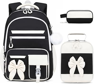 DIGOBAY Backpack for Girls, Black-white, L, Cute