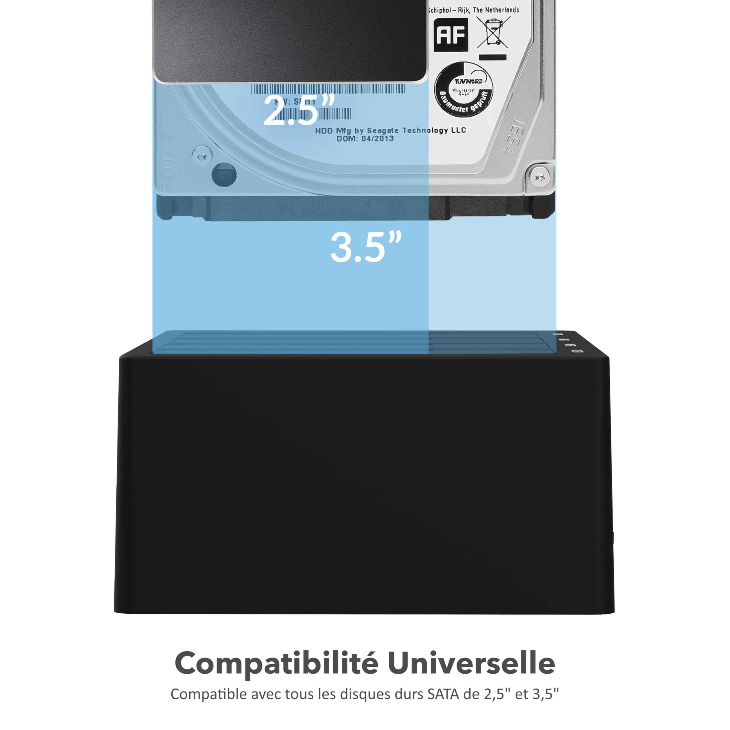SABRENT Station d'accueil du Disque Dur SATA 2,5"/3,5" Pouces, 4 Baies Adaptateur SSD/HDD vers USB 3.2, Boitier Externe pour Disque Dur, clonage Hors Ligne, Supporte UASP, câble USB Inclus (DS-U3B4)