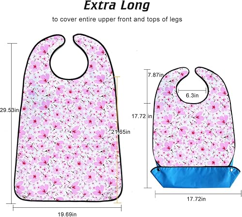 Vista 35 de VOPHIA Baberos para adultos para mujeres, babero lavable, reutilizable, impermeable, protector de ropa con colector de migas opcional