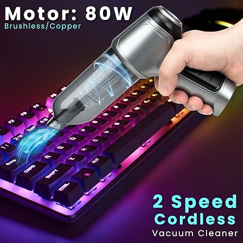 Miniatura 3 de DioniVi - Aspiradora inalámbrica para automóvil - Mini aspiradora inalámbrica de alta potencia de 9000 Pa  Pequeña aspiradora de mano inalámbrica