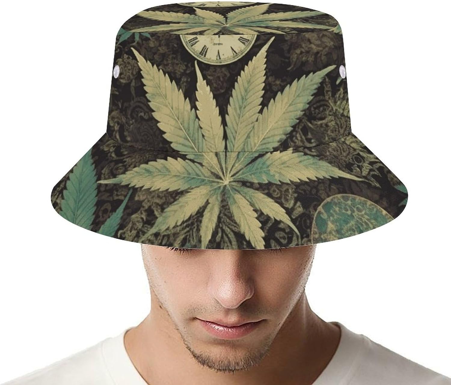 A Puff in Time Weed Marijuana Bucket Hat Packable Sun Hats Travel Summer Beach Fisherman Cap for Women Men Teens