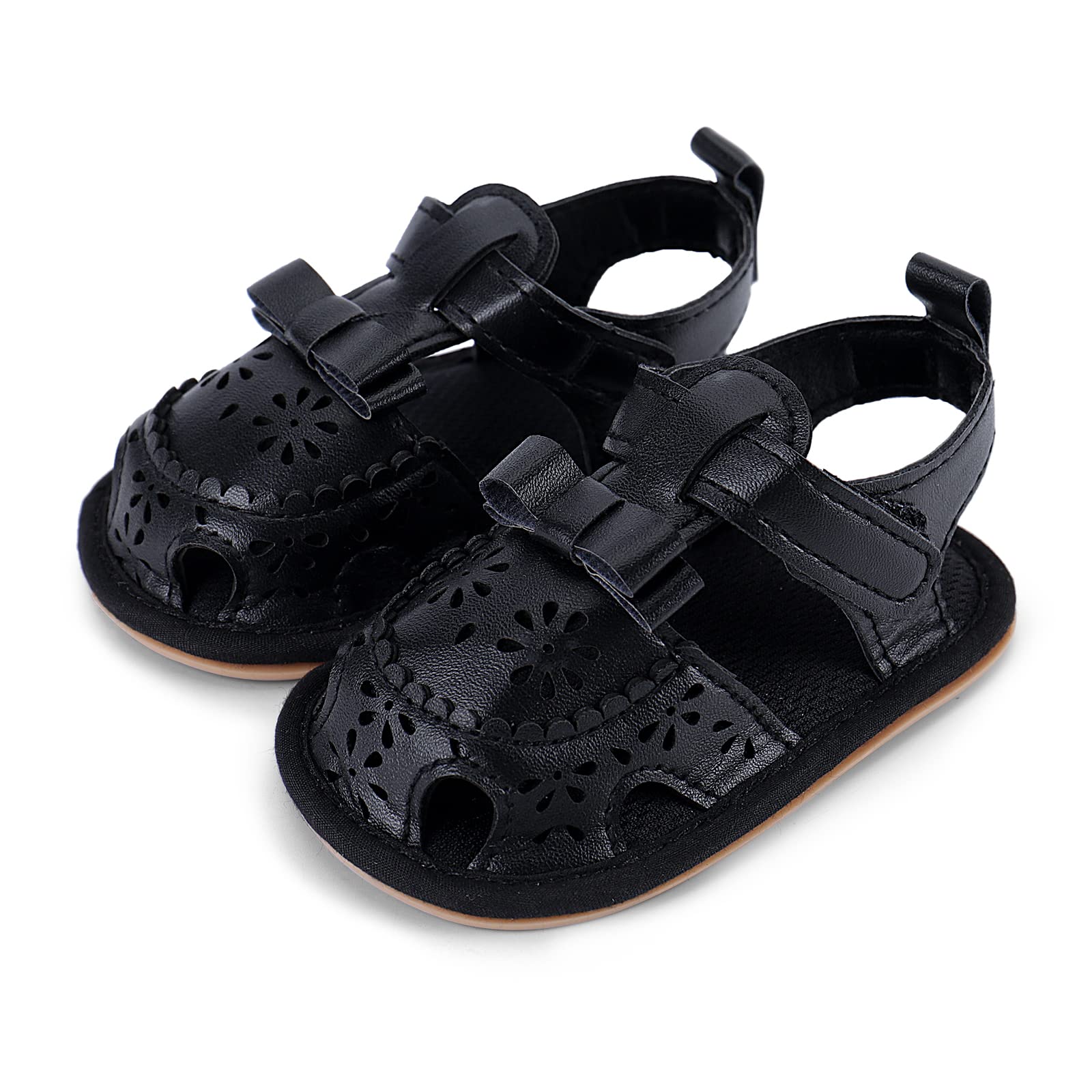 MK MATT KEELY Baby girls Summer Sandals with Flower Bowknot Toddler Non-Slip Rubber Soft Sole Shoes Newborn Infant First Walker Crib Dress Shoes