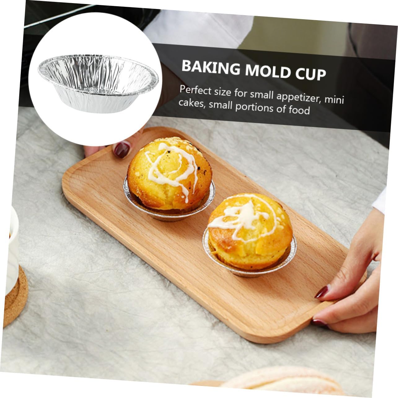 Cabilock Disposable Egg Tart Molds Pan Foil Tray Non-stick Baking Mold Cup Food