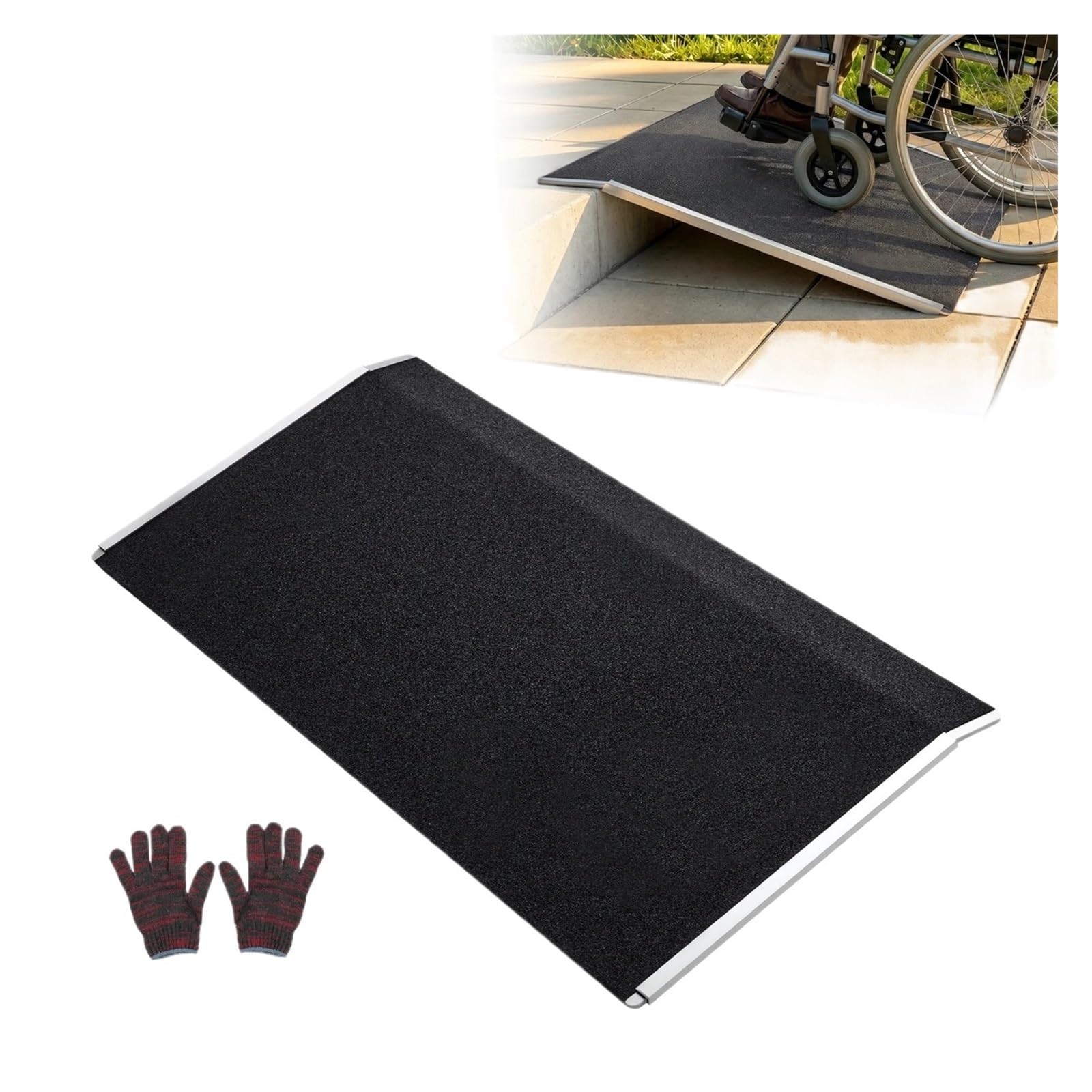 Ramps For Wheelchairs 31.9x15.4 in Threshold Ramp 400 lbs Platform Aluminum Wheelchair Ramp Non-Slip Door Curbs Ramps for Home Steps Doorways