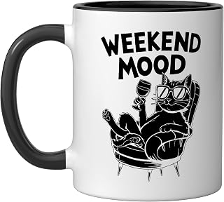 Wine Cat Owner Kitty Meow Alcohol Drinking Winemaker Ceramic Mug, Black/White