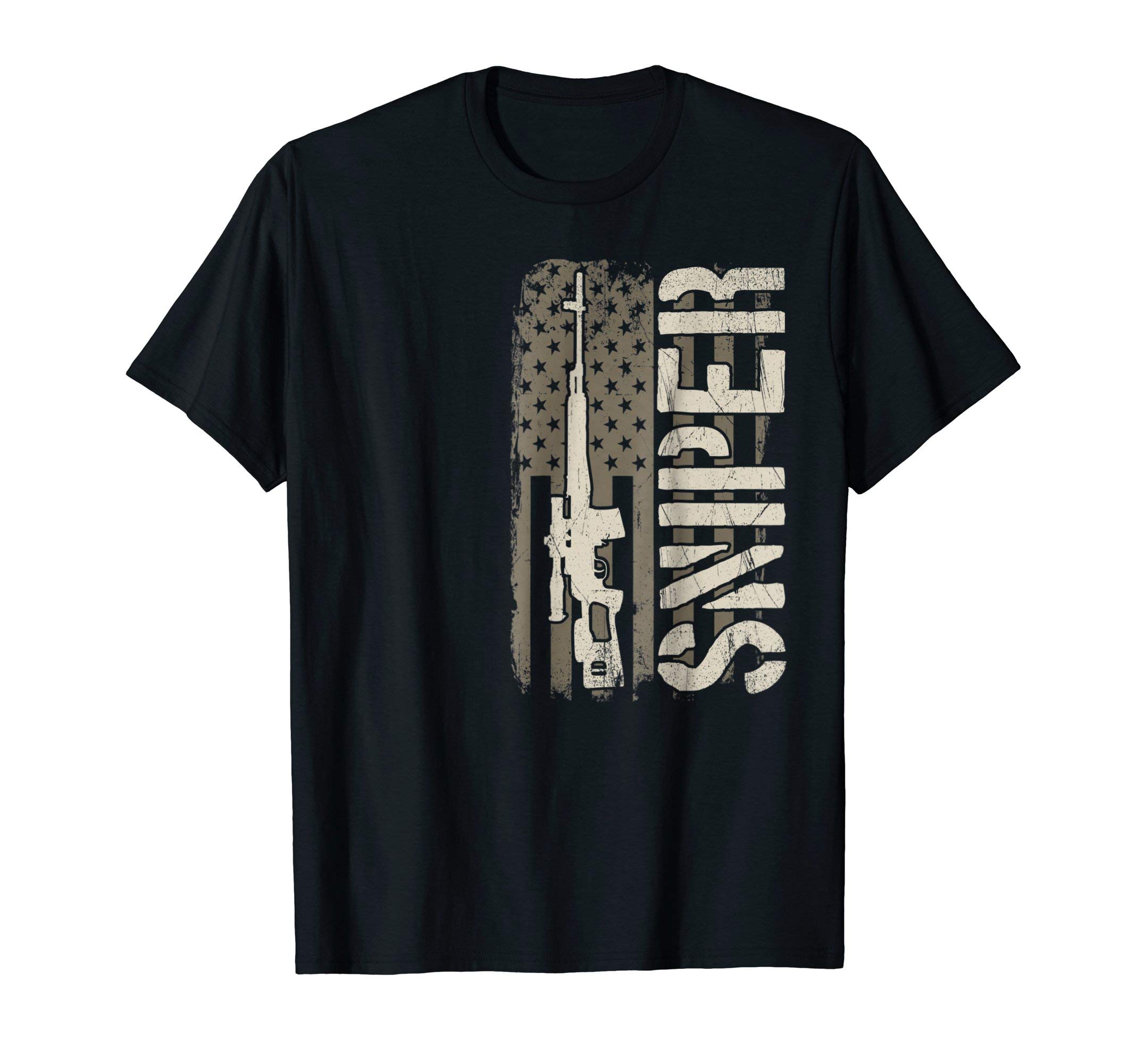 Long Distance Shooting Gifts by SUCKERHUGSniper - USA American Flag, Military Sharpshooter T-Shirt for Women Men