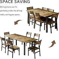 Vista 21 de iPormis Juego de mesa de comedor de 7 piezas con 6 sillas, mesa de cocina extensible de 63 pulgadas y sillas para 4-6, mesa de comedor con marco