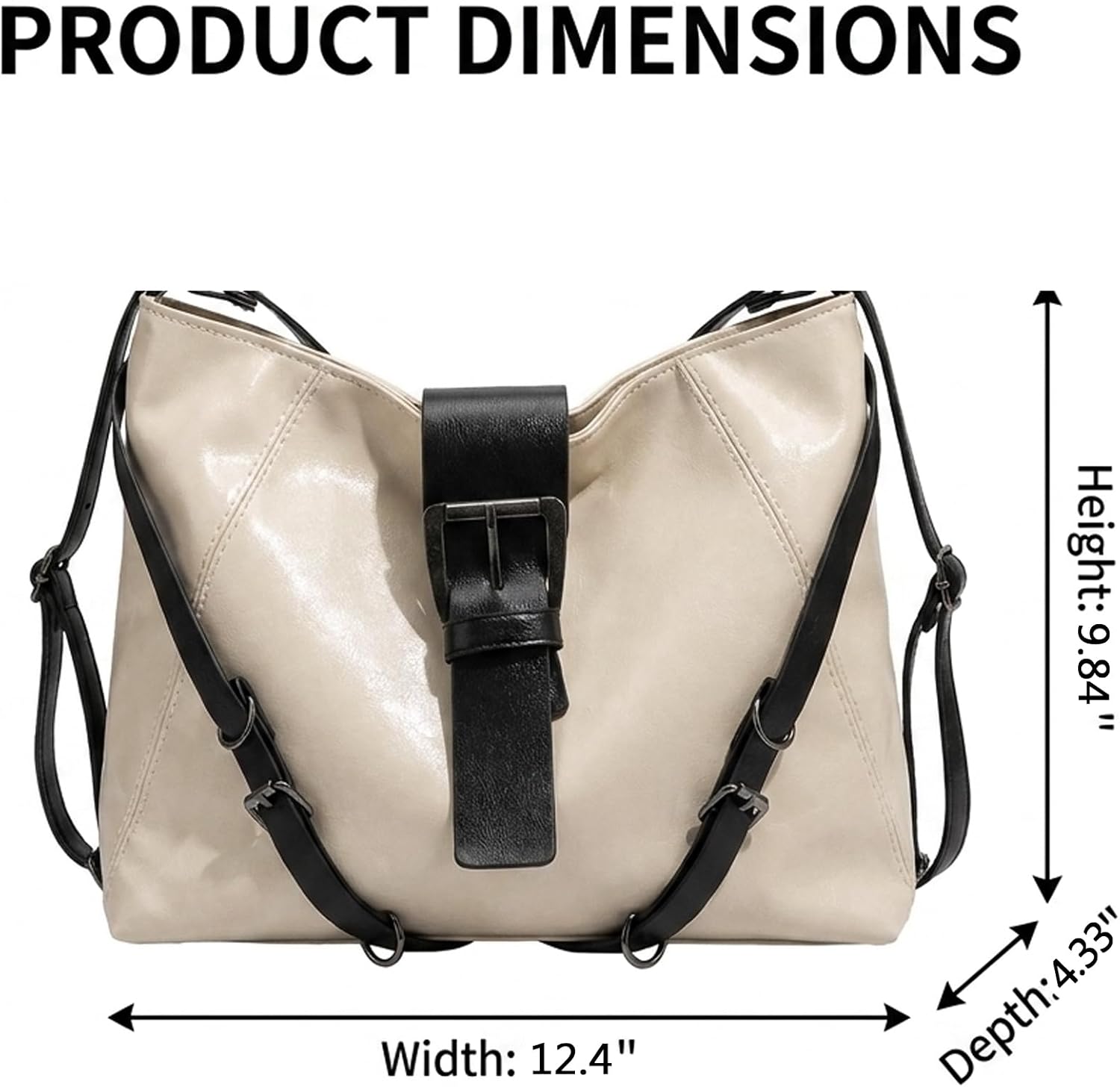 Convertible Backpack Purse for Women, PU Leather Tote Bag 3-in-1 Crossbody Shoulder Backpack Hobo Handbags for Work Travel（White）