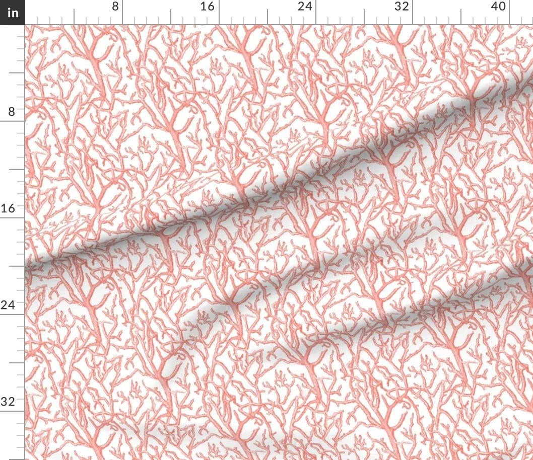 Spoonflower Fabric - Coral Coastal Oceanic Sea Nautical Plants Preppy Printed on Petal Signature Cotton Fabric Fat Quarter - Sewing Quilting Apparel Crafts Decor