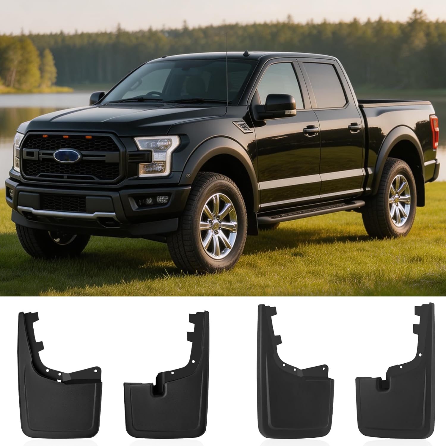 Heavy Duty Mud Flaps for 2021 2022 2023 2024 2025 2026 Ford F150 Pickup Trucks No Drill Mud Guards Splash Guards Front and Rear Set Custom Fit All Weather Protection (2021-2026 Ford F150)