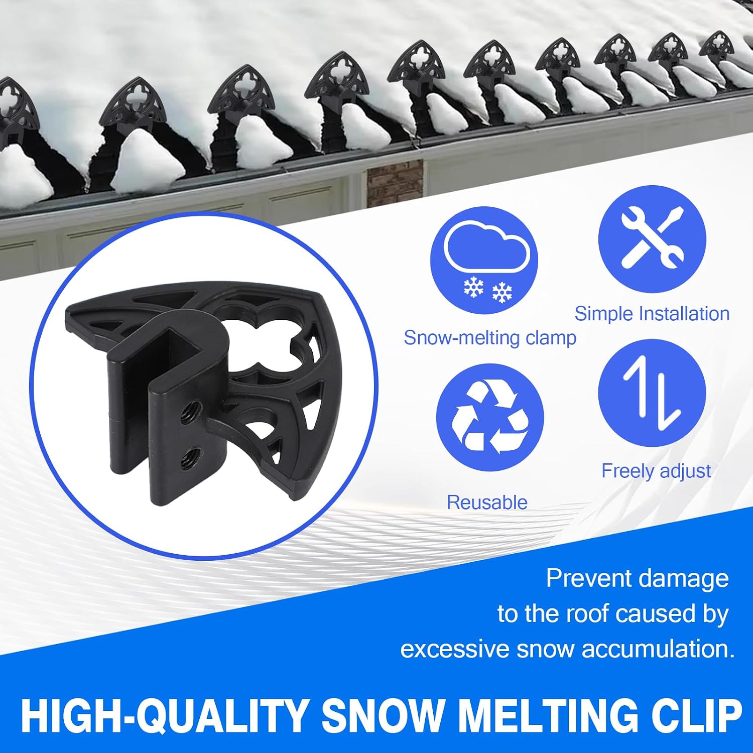 50 Pack Snow Guards for Metal Roofs, Metal Roof Snow Guards Stops Guard Block, Fits Standing Seam Widths Under 1/2 Inch, No-Drill Installation, Set Screws Included