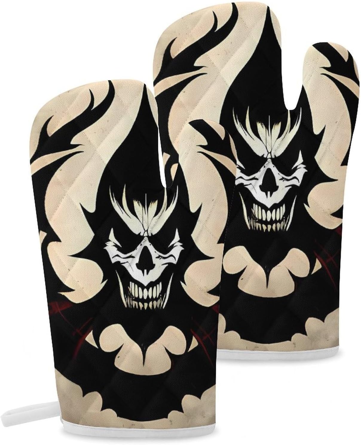 2 Pcs Oven Mitts Heat Resistant Kitchen Gloves Soft Safety Devil Satan Oven Glove for Microwave, Barbecue