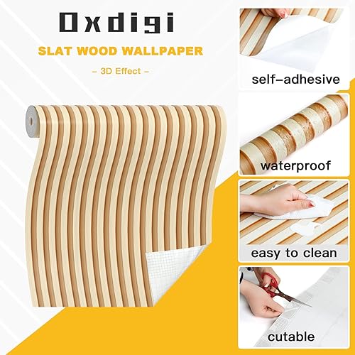 Miniatura 2 de Oxdigi Papel tapiz adhesivo autoadhesivo con efecto 3D, impermeable y extraíble, papel de contacto de PVC para encimeras y armarios, 11.8 pulgadas x