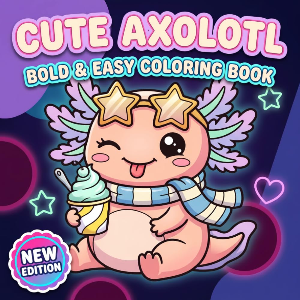 Axolotl Coloring Book: A Fun-Filled Collection Of Simple Designs For Relaxation, Imagination, And Happy Art Time With Every Page