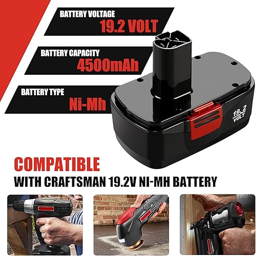 Miniatura 3 de Paquete de 2 baterías de repuesto C3 compatibles con Craftsman de 19.2 voltios, DieHard 130279005 315.113753 315.115410 315.11485 1323903 120235021