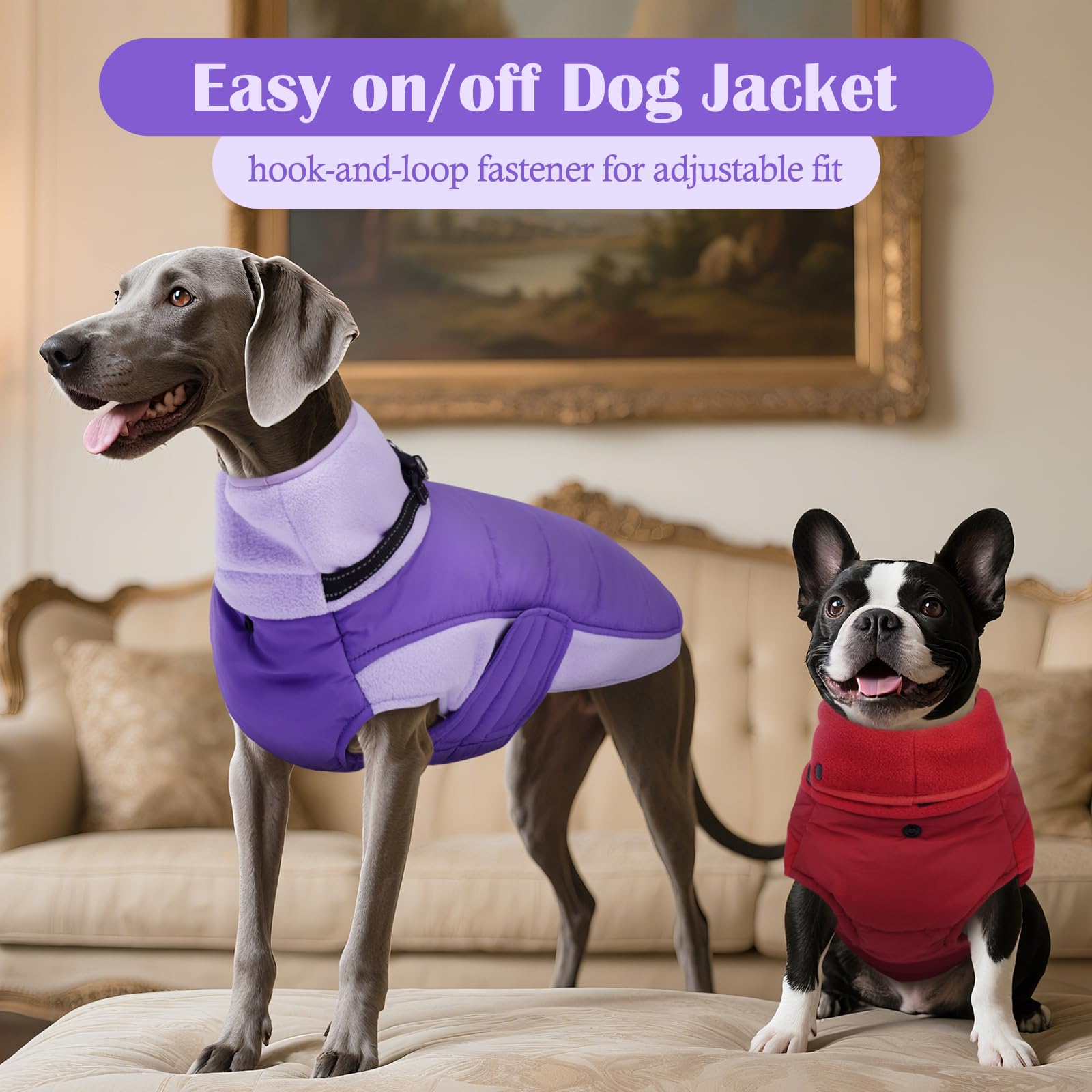 DENTRUN Cappottino per cani con imbracatura integrata, extra caldo, foderato in pile, impermeabile e antivento, nastro magico regolabile, adatto per pastore tedesco, husky, rosso, XXL