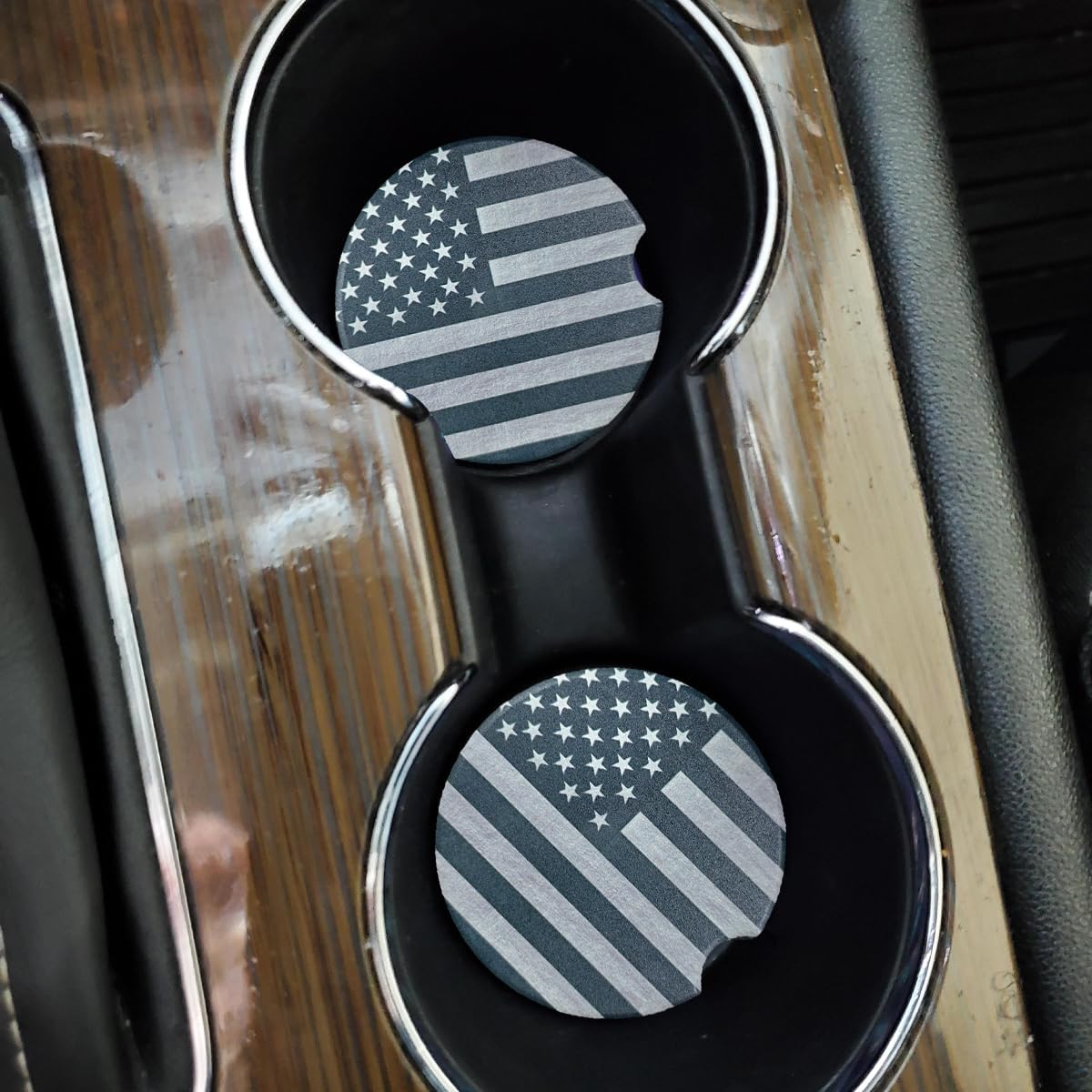 2PCS Posavasos Cerámicos para Portavasos de Auto Gris miniatura 1