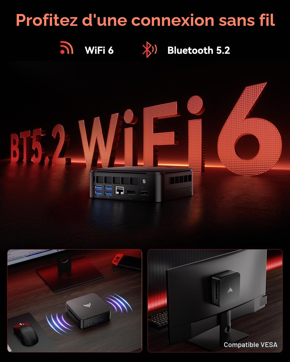 NiPoGi Mini PC E3B Ryzen 5 7430U (jusqu'à 4,3 GHz), 32Go DDR4 SSD M.2 de 1To, Mini Ordinateur avec Win11 Pro | Triple Affichage 4K | BT5.2 | Wi-FI 6 pour Bureaux, Design, Home Cinéma et E-Learning