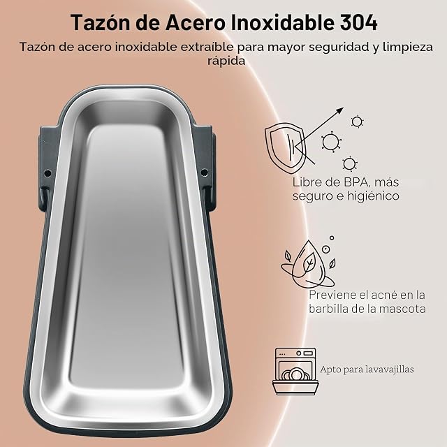 Foto 3 de 7 de Hipidog Juego de comedero automático de Alimentos y Agua para Perros y Gatos con Cuencos de Acero Inoxidable