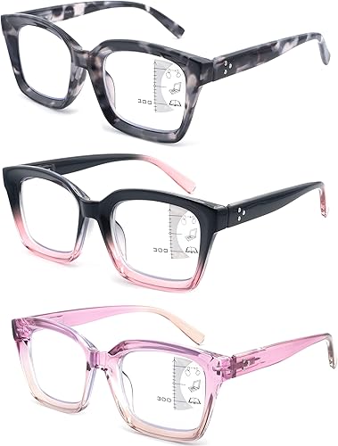 Miniatura 7 de Paquete de 3 lentes de lectura multifocales progresivos para mujeres y hombres, estilo Oprah, bloqueo de luz azul, lectores Hinger de primavera