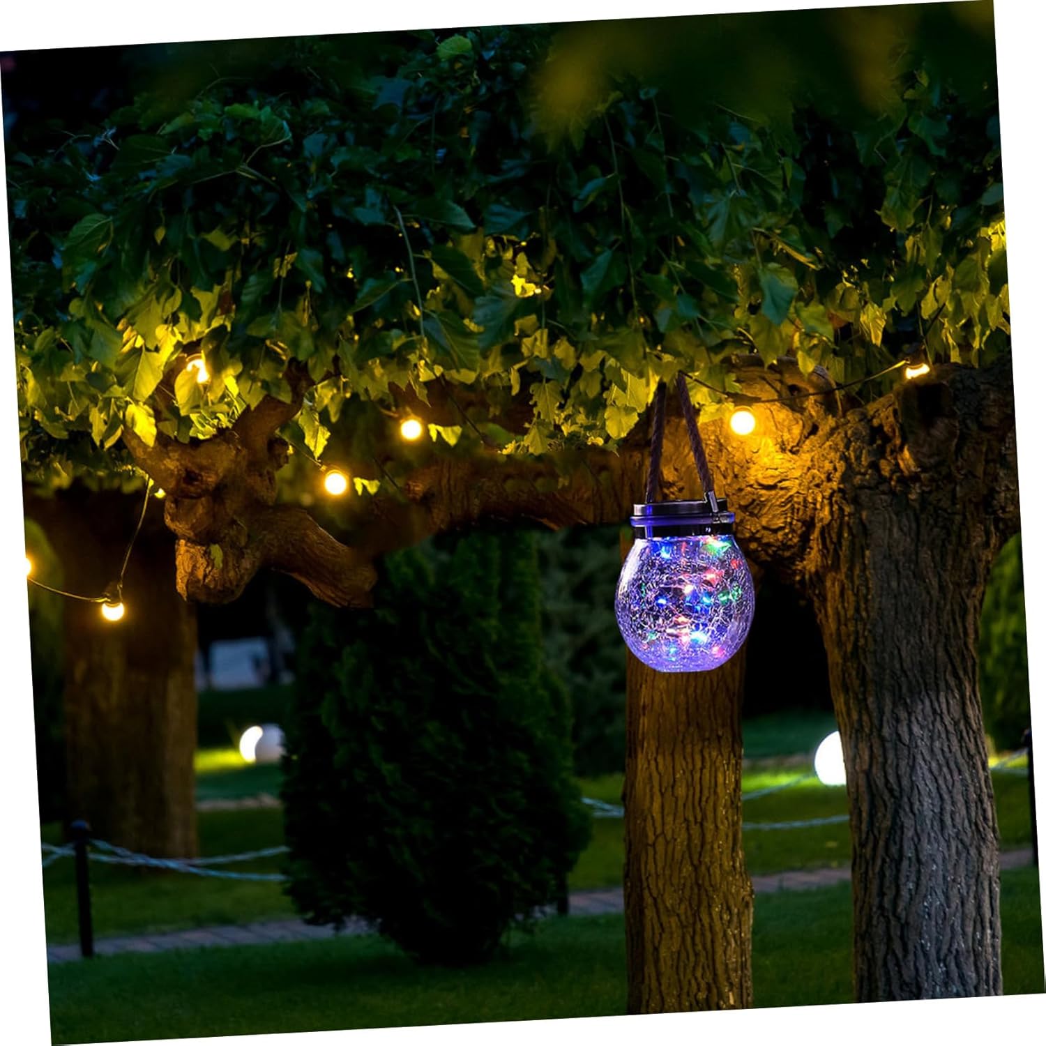 DOITOOL 6pcs Solar Jar Replacement Lids for Outdoor Garden Lanterns Solar Light Inserts Energy-saving Led Gazing Lights for Festival Patio Decor