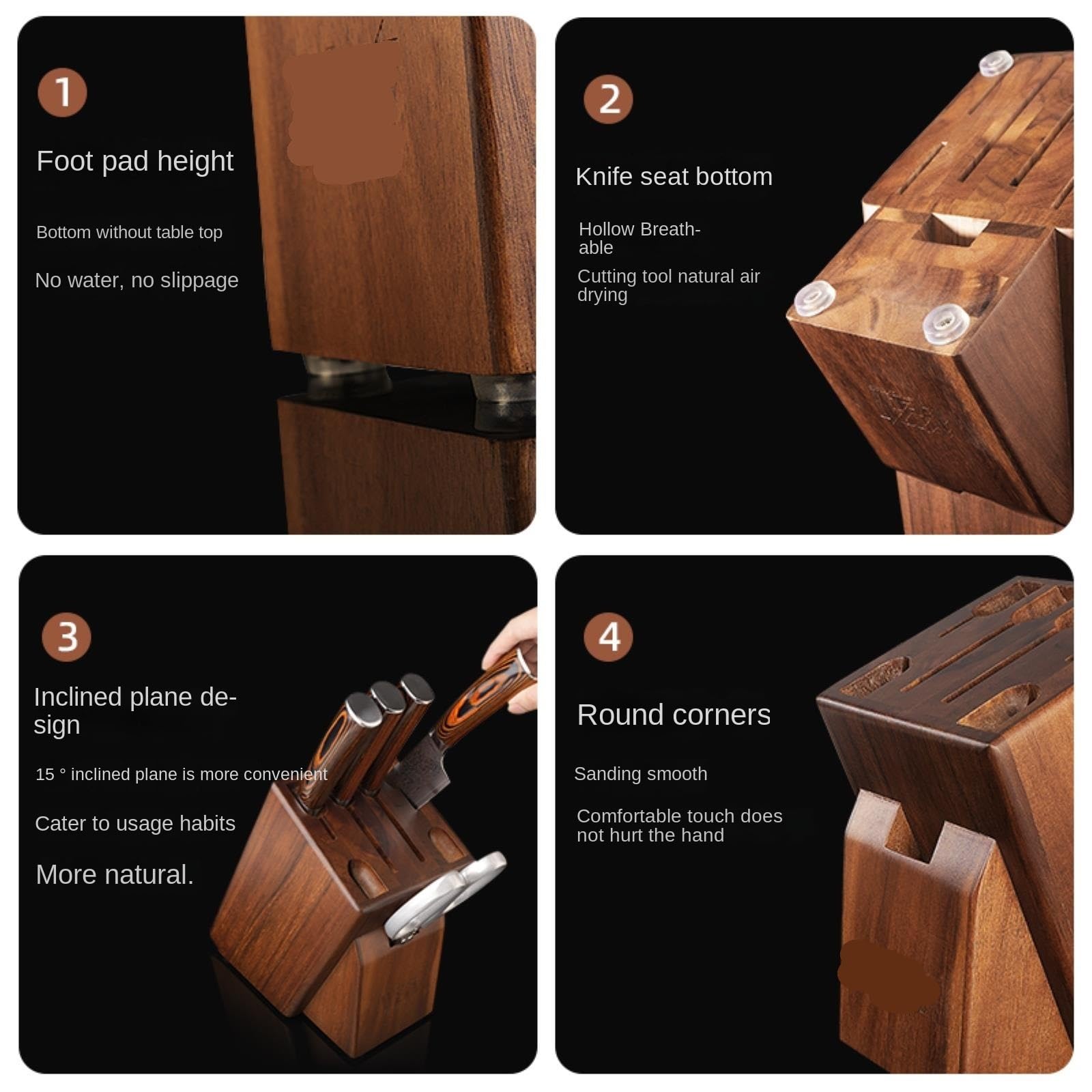 Bloque para Cuchillos Utensilios De Cocina Organizador De Encimera Gran Capacidad con Bloque Cuchillos Madera For El Hogar Herramientas