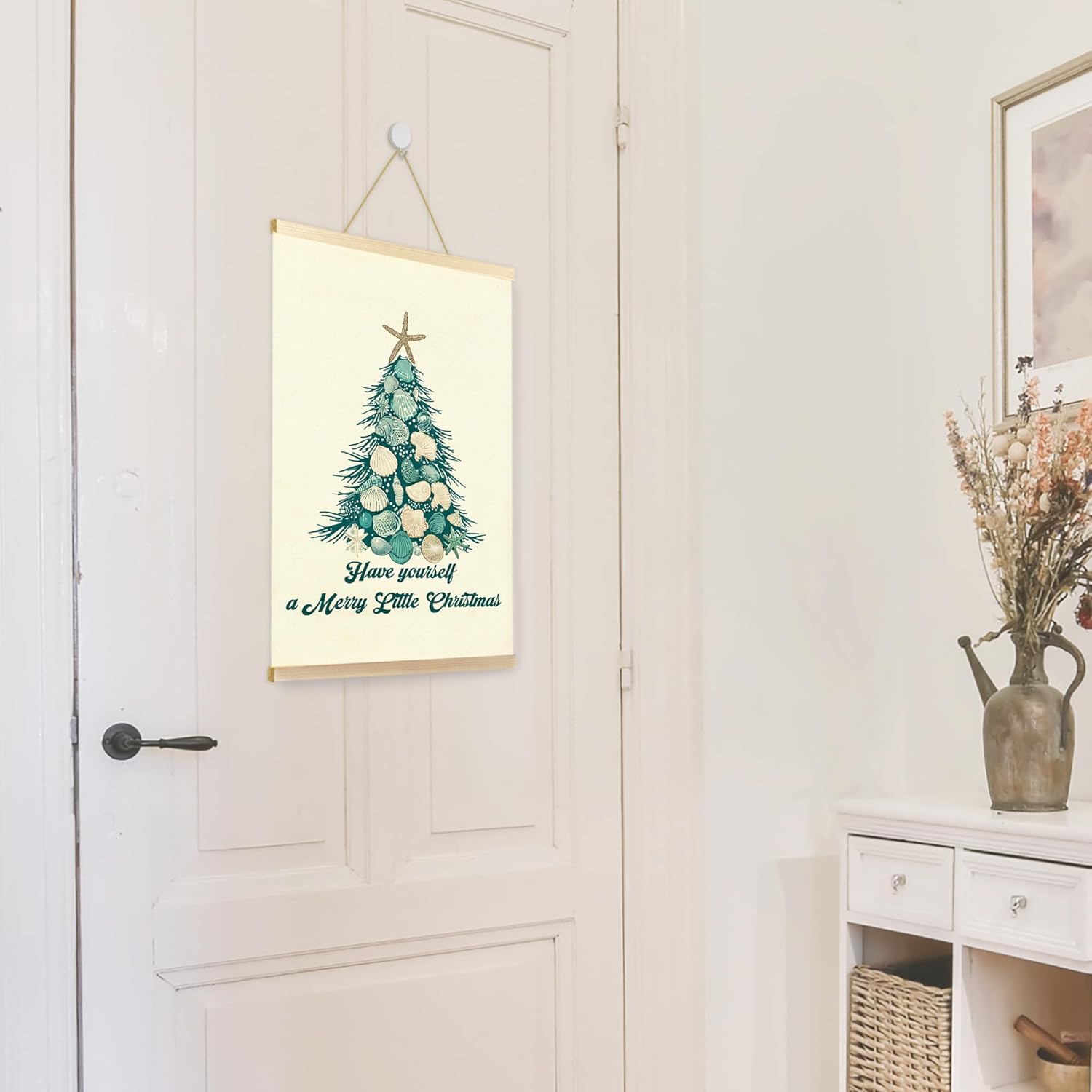 CGBHW Coastal Christmas Decor Poster Hanger Frame, Ocean Coastal Holiday Christmas Xmas Christmas Beach Decor Have yourself a Merry Little Christmas Tree Shell Beach Posters Wall Art Hanging Decor - Image 6