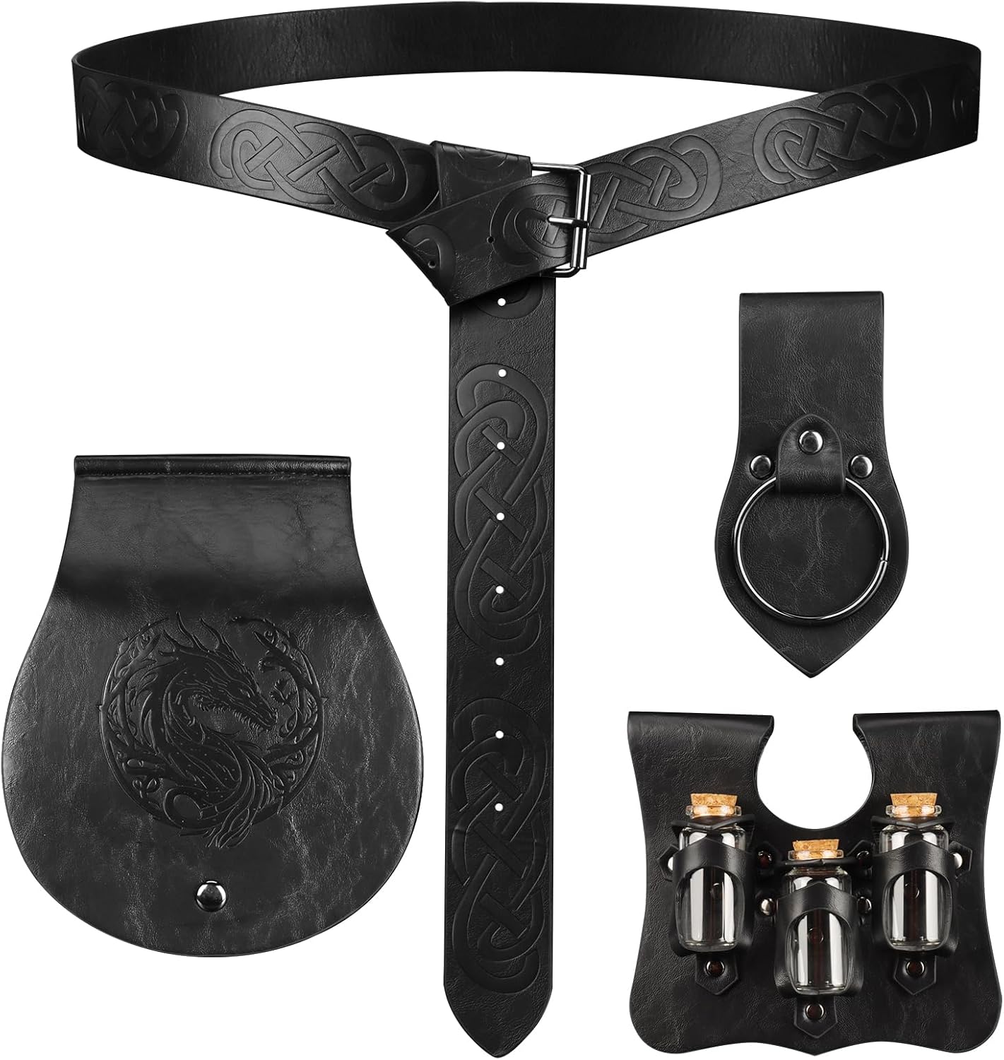 JBKN Renaissance Medieval Belt Viking Pouch Ren Faire Leather Potion Bags for Costume Cosplay