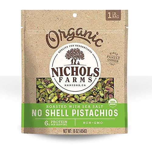 Nichols Farms Organic 1LB No Shell California Pistachios…
