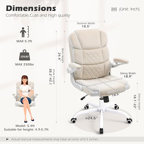 Miniatura 5 de SEATZONE Sillas de escritorio de oficina en casa con ruedas y reposabrazos abatibles, silla de oficina ejecutiva de tela de terciopelo, cómodas