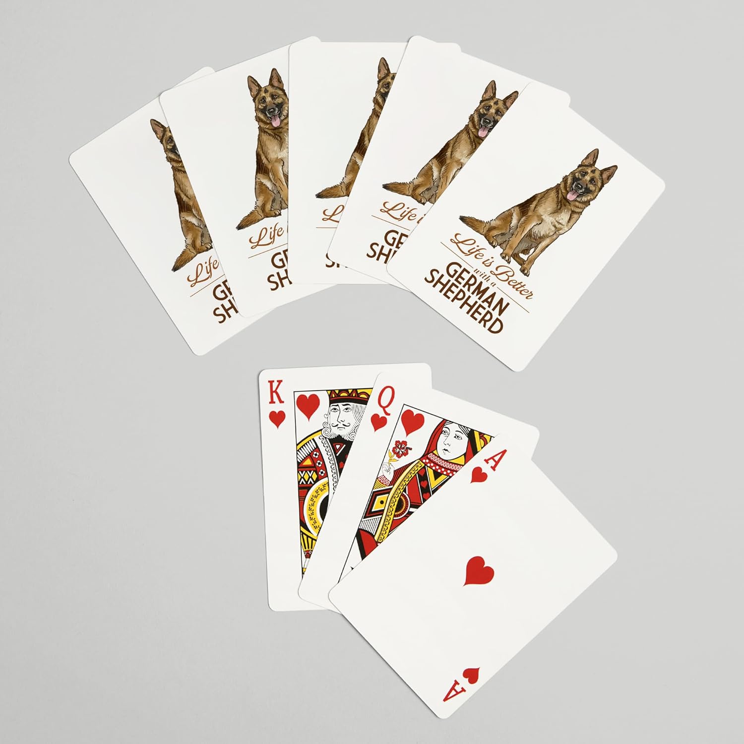 Lantern Press German Shepherd, Life is Better, White Background, 52 Playing Cards for Adults, Poker Size Card Deck
