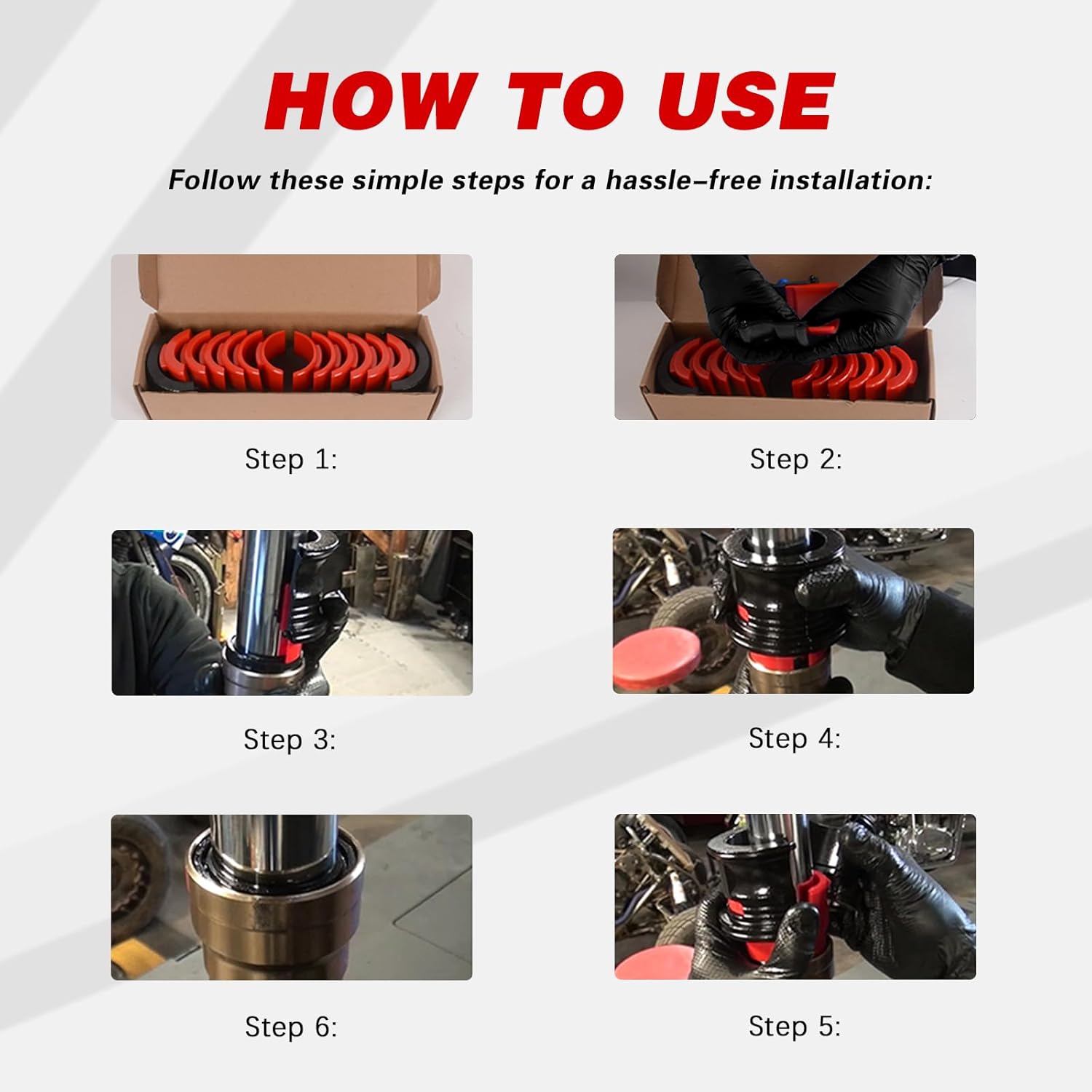 MOTO4U Motor Bike Fork Seal Driver Kit, Universal Motorcycle Fork Seal Driver Tool with 12 Plastic fork seal driver and 2 steel bodies,Fork Saver Dirt Bike (35-50mm,Red)